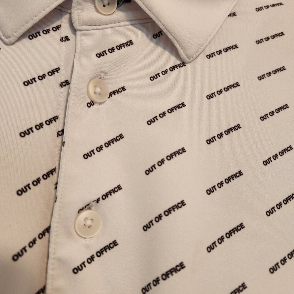 Mizzen & Main Versa Performance Polo, Golf "Out of Office" all-over print sz XL